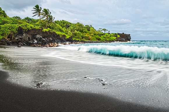The exotic and famous Black Sand Beach of Waiʻanapanapa State P