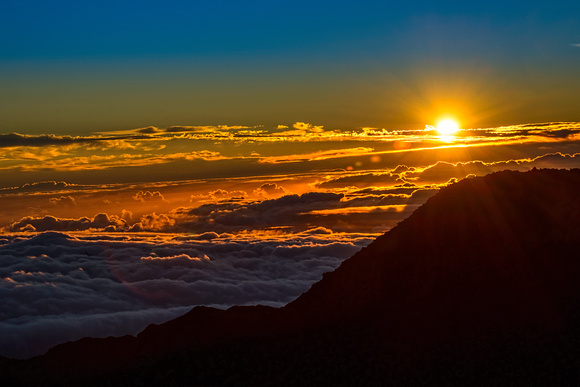 Sunrise from the summit of Haleakala Volcano in Maui, Hawaii.