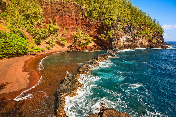 The exotic and stunning Red Sand Beach on the Hawaiian Island of